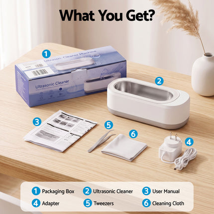 Devanti Ultrasonic Jewellery Cleaner 46kHz 400ml Cleaning Machine with Stainless Steel Tank White