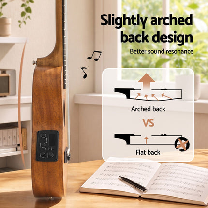 Alpha 26 Inch Solid Mahogany Tenor Ukulele Electric Acoustic EQ System Kit 18 Frets Natural