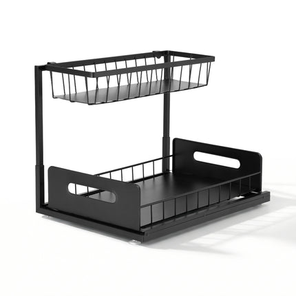 Artiss Under Sink Organizer Storage L Shape 1 Pull Out Drawers Kitchen Cabinet Shelf