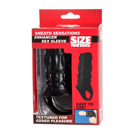 Size Matters Clear Sensations Enhancer Sex Sleeve - Black