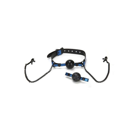 Whip Smart Diamond Ball Gag Nipple Clips - Blue
