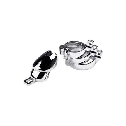 Metal Silver Chastity Cage Adjustable