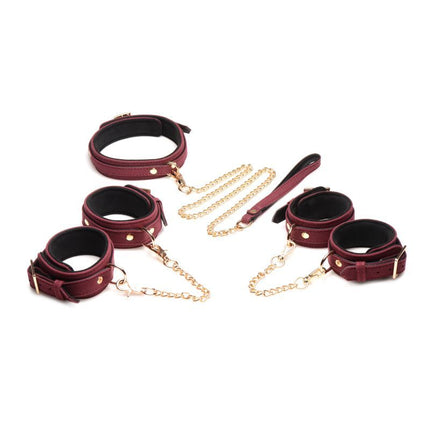 Master Series 6 Pc Velvet Bondage Set Burgundy