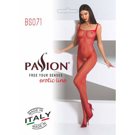 Passion Lingerie Bodystocking Bs071 Red - White