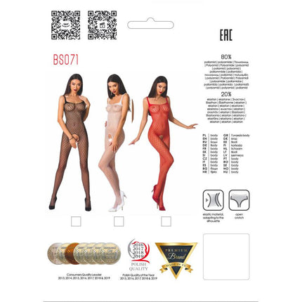 Passion Lingerie Bodystocking Bs071 Red - White
