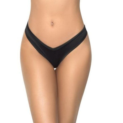 Mapale High Leg Thong Black - Black - Medium/Large