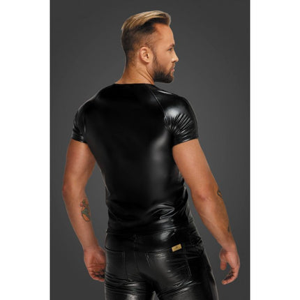 Noir Wetlook T Shirt With Snake Sleeves Black - Black - Medium