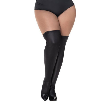 Mapale Thigh Highs Vinyl Gloss Black - Black - Large/Extra Large