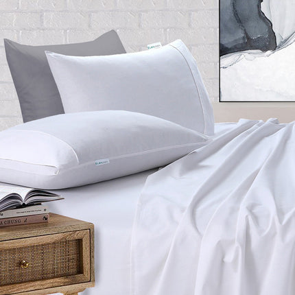 Elan Linen 100% Egyptian Cotton Vintage Washed 500TC White 50 cm deep Mega King Bed Sheets Set