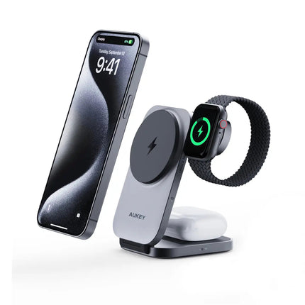 Aukey MagFusion Z Qi2 3-in-1 Foldable Magnetic Fast Wireless Charging Station (LC-MC312)