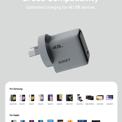 Aukey Comet 45W PD Fast Wall Charger GaN USB-C (PA-C2)