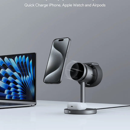 Aukey MagFusion 3-in-1 Pro Qi2 Magnetic Fast Wireless Charging Station with Active Cooling (LC-MC311A)