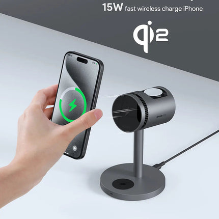 Aukey MagFusion 3-in-1 Pro Qi2 Magnetic Fast Wireless Charging Station with Active Cooling (LC-MC311A)