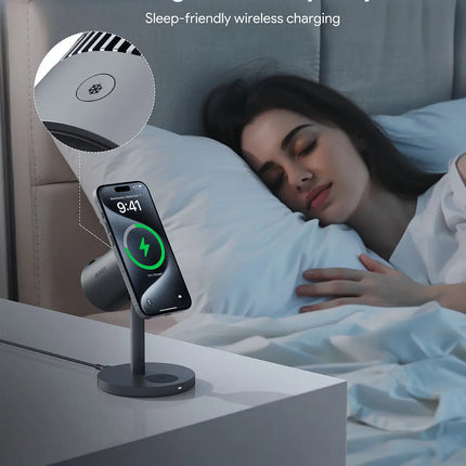 Aukey MagFusion 3-in-1 Pro Qi2 Magnetic Fast Wireless Charging Station with Active Cooling (LC-MC311A)