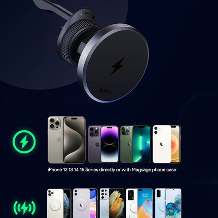 Aukey MagLink Dash Magnetic Fast Wireless Charging Phone Mount (HD-MC13)