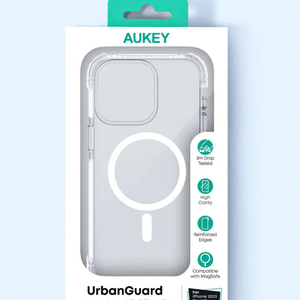Aukey Urban Guard  Magnetic Hard-Shell iPhone 15 Pro Max Phone case - Transparent (TM11D)