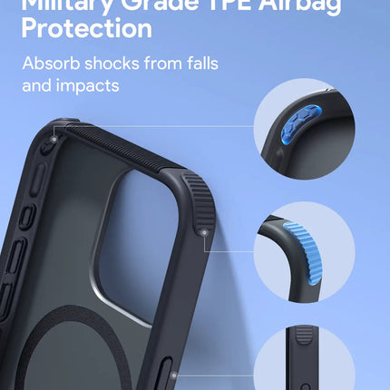 Aukey Urban Guard Elite Magnetic Hard-Shell iPhone 15 Pro Max Phone Case - Dark Gray (UG10D)