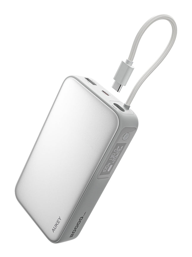 Aukey Spark Sling 20000 Compact Fast Charging Power Bank with Built-in USB-C Cable (PB-Y48)