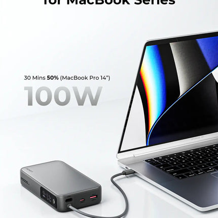 Aukey Spark Sling 20000 Compact Fast Charging Power Bank with Built-in USB-C Cable (PB-Y48)