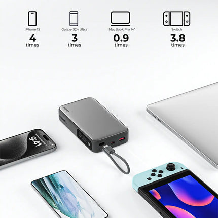 Aukey Spark Sling 20000 Compact Fast Charging Power Bank with Built-in USB-C Cable (PB-Y48)