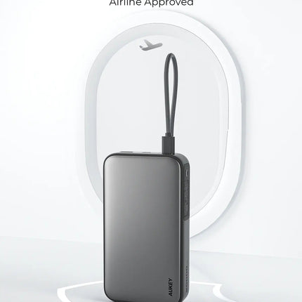 Aukey Spark Sling 20000 Compact Fast Charging Power Bank with Built-in USB-C Cable (PB-Y48)