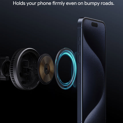 Aukey MagFusion Dash Pro Qi2 Magnetic Fast Wireless Charging Phone Mount with Active Cooling (HD-MC13A)