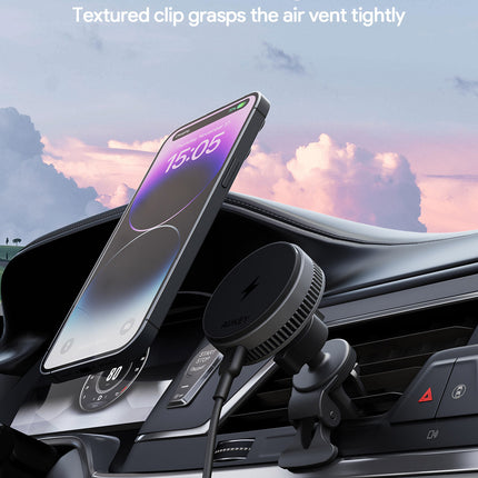 Aukey MagFusion Dash Pro Qi2 Magnetic Fast Wireless Charging Phone Mount with Active Cooling (HD-MC13A)