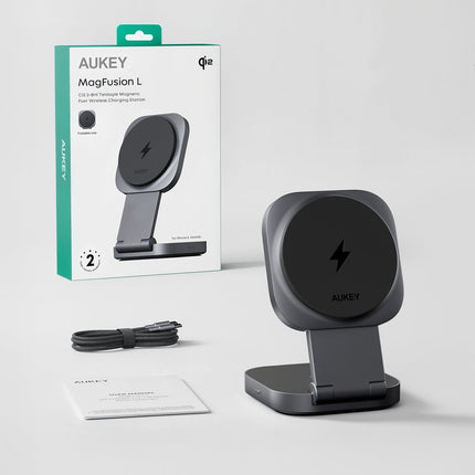 Aukey MagFusion L Qi2 Foldable 2 In 1 Magnetic Wireless Charger (LC-MC211)