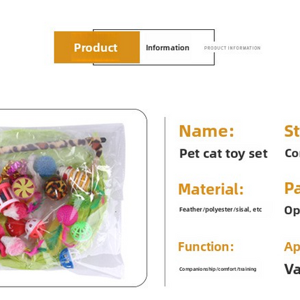 pet products Super Set (21 Pcs) - Cat Tunnel, Teaser, Mice, Jingle Balls, & Pom Poms. (Note: accessory colors are shipped randomly).