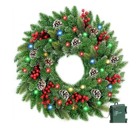 Pre-Lit Christmas Wreath With Led Lights