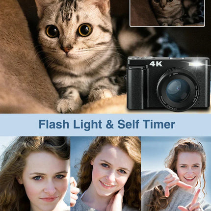 4K Digital Camera with Autofocus Anti-Shake Black