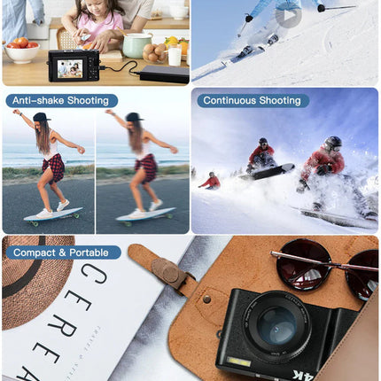 4K Digital Camera with Autofocus Anti-Shake Black