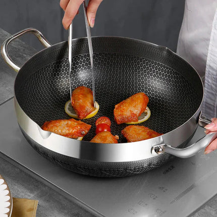30cm Stainless Steel Non-Stick Frying Pan with Glass Lid Silver