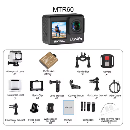 5K Action Camera with Touchscreen Waterproof Black