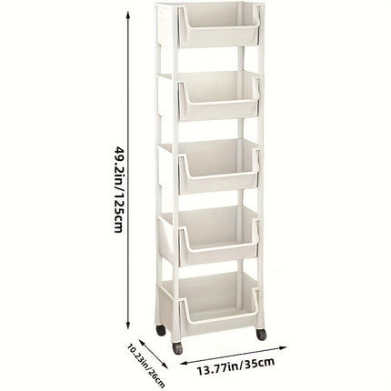Mobile Bookshelf Office Cart (5-Tier)