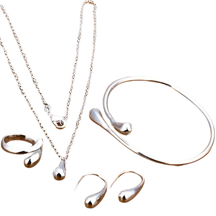 Women's Silver Needle Jewelry Set (4 pcs)