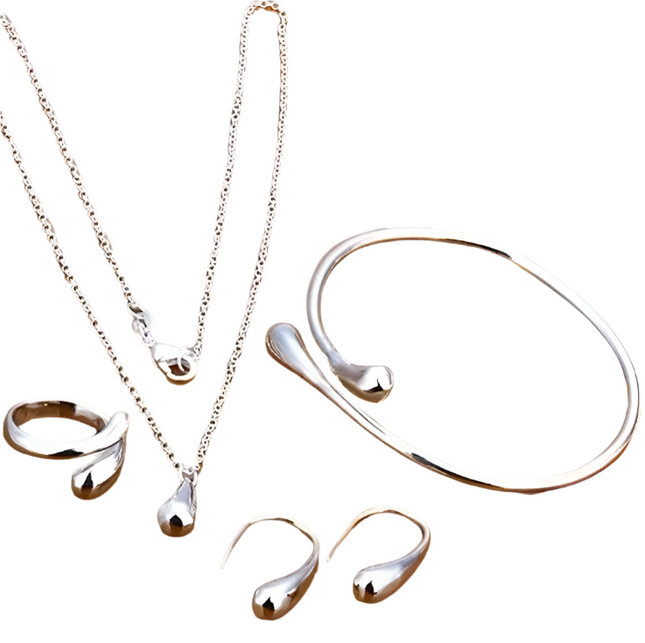 Women's Silver Needle Jewelry Set (4 pcs)