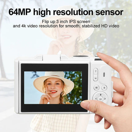 Digital Camera with 3.0 Flip Screen White