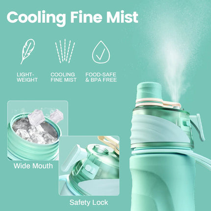 750ML Spray Water Bottle Green