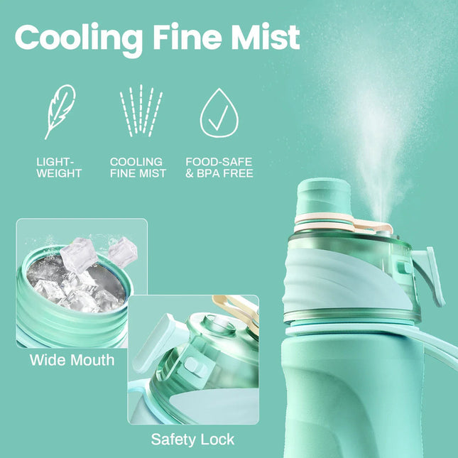 750ML Spray Water Bottle Green