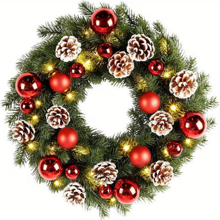 Pre-Lit Christmas Door Wreath LED Decor