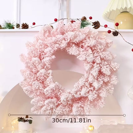 Pink Snowy Pine Christmas Wreath