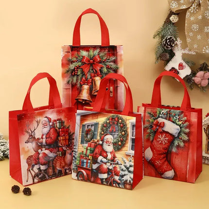 4pcs Christmas Non-Woven Santa Claus Gift Bags Set