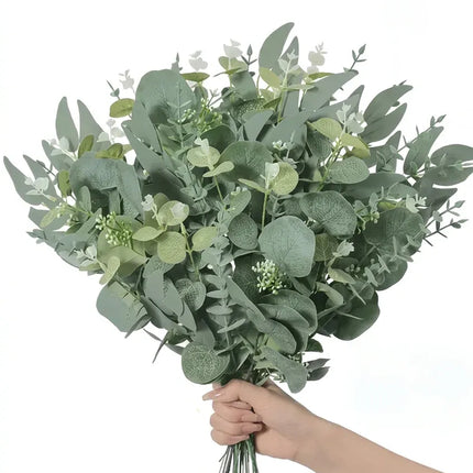 Trendbay 15pcs Mixed Willow & Silver Artificial Eucalyptus Stems & Leaves