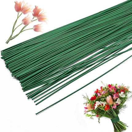 Trendbay 10Pcs Green Floral Wire Stems for Flower Arrangements