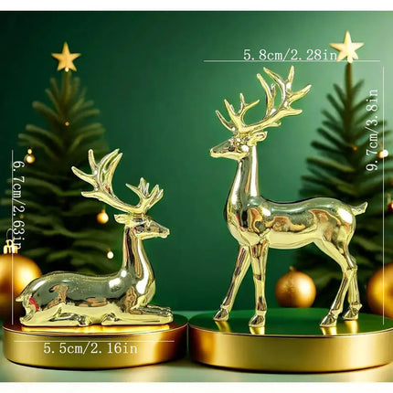Trendbay Gold Reindeer Christmas Ornament Set of 2