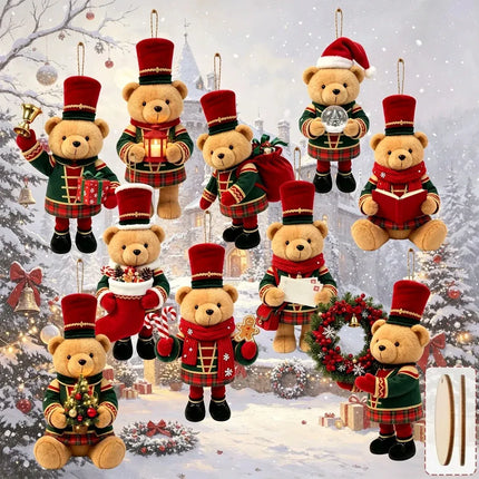 Trendbay 20-Piece Wooden Bear Christmas Ornament Set