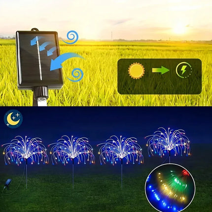 4Pack Solar Firework String Lights 360 Colorful LEDs