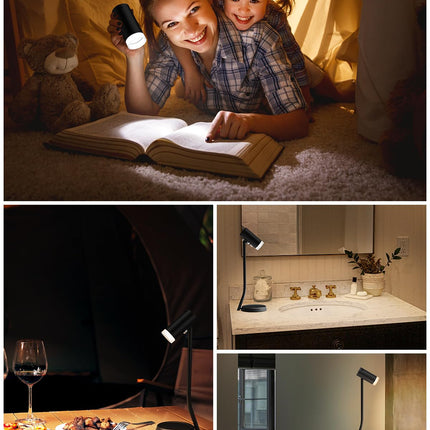 Cordless Table Lamps, Battery Operated Portable Table Light with Magnetic Adjustable Angle Head, 5000mAh Rechargeable Lamp with CCT Dimming for Patio Party Restaurant Dining Home 2 Packs