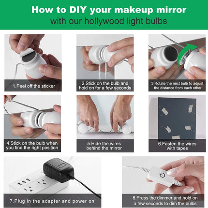 Hollywood Mirror Lights Makeup Vanity Lights, LED Vanity Mirror Lights Kit for Dressing Table, Dimmable and Adapter Plug in, Mirror Not Included (16 Bulbs Natural White)